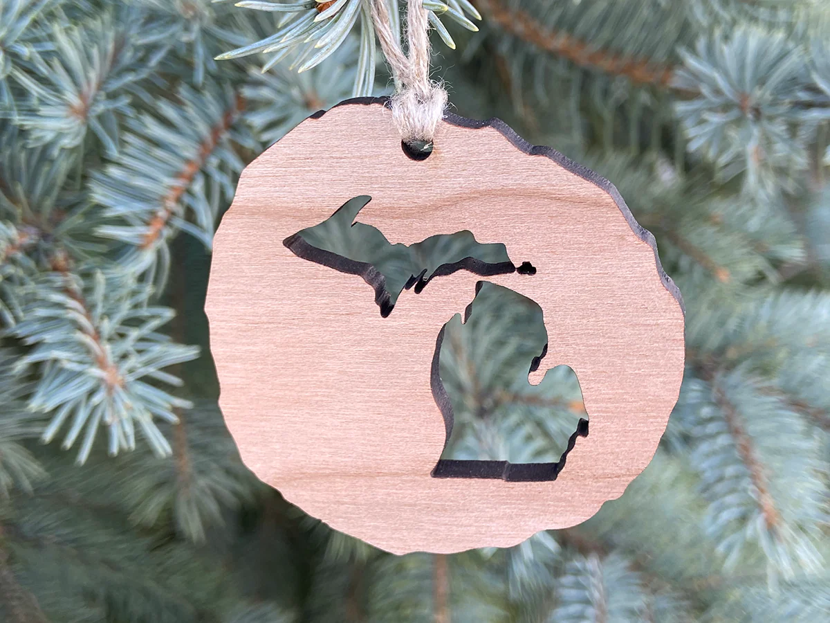 Wooden Michigan Ornament