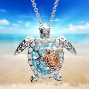 Sterling Silver Sea Turtle Necklace (Mom and Baby)-1-Beach Life Hippie