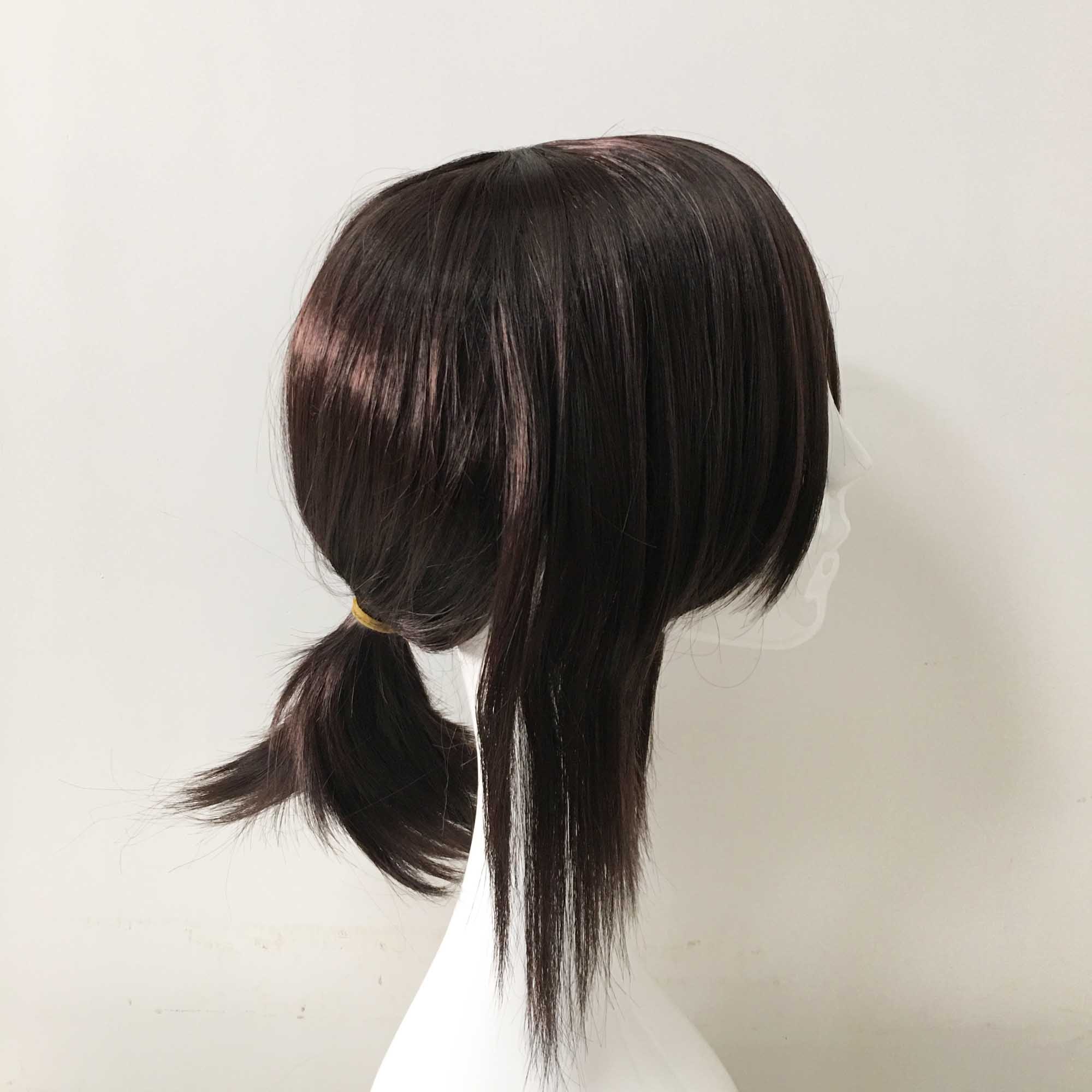 Men Unisex Dark Brown Long Straight Middle Part Sideburns Cosplay Wig ...