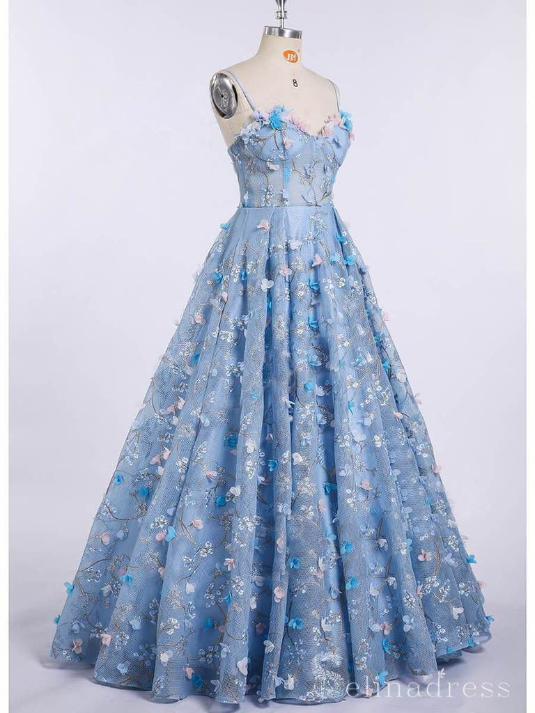 A-line 3D Floral Lace Beautiful Prom Dress Long Formal Evening Dresses ...
