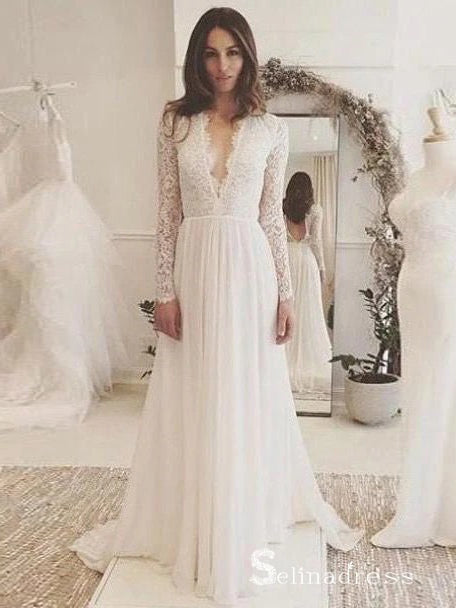 lace bridal gowns with sleeves