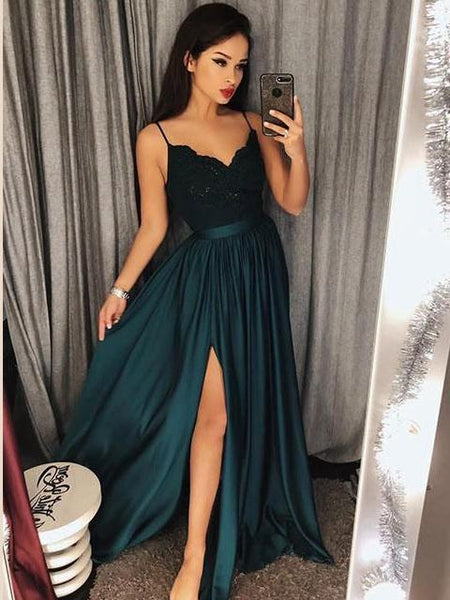 green long evening gown