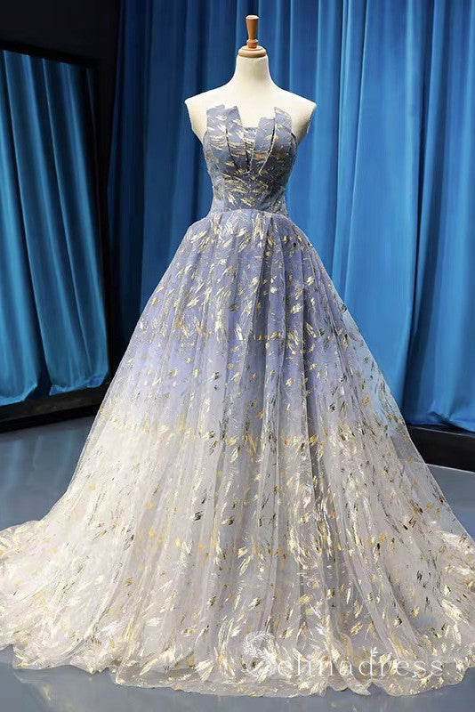 blue long evening gown