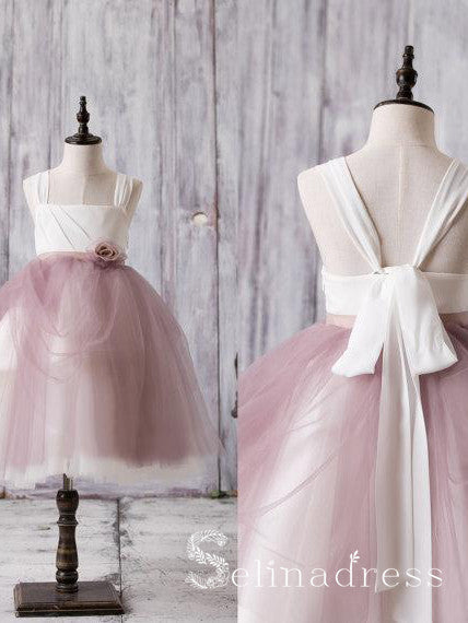 dusty rose pink flower girl dresses