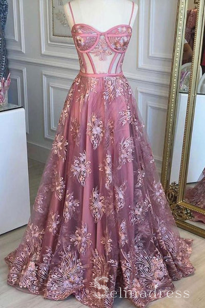 pink floral evening gown