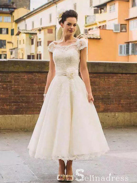 tea length lace bridal gowns