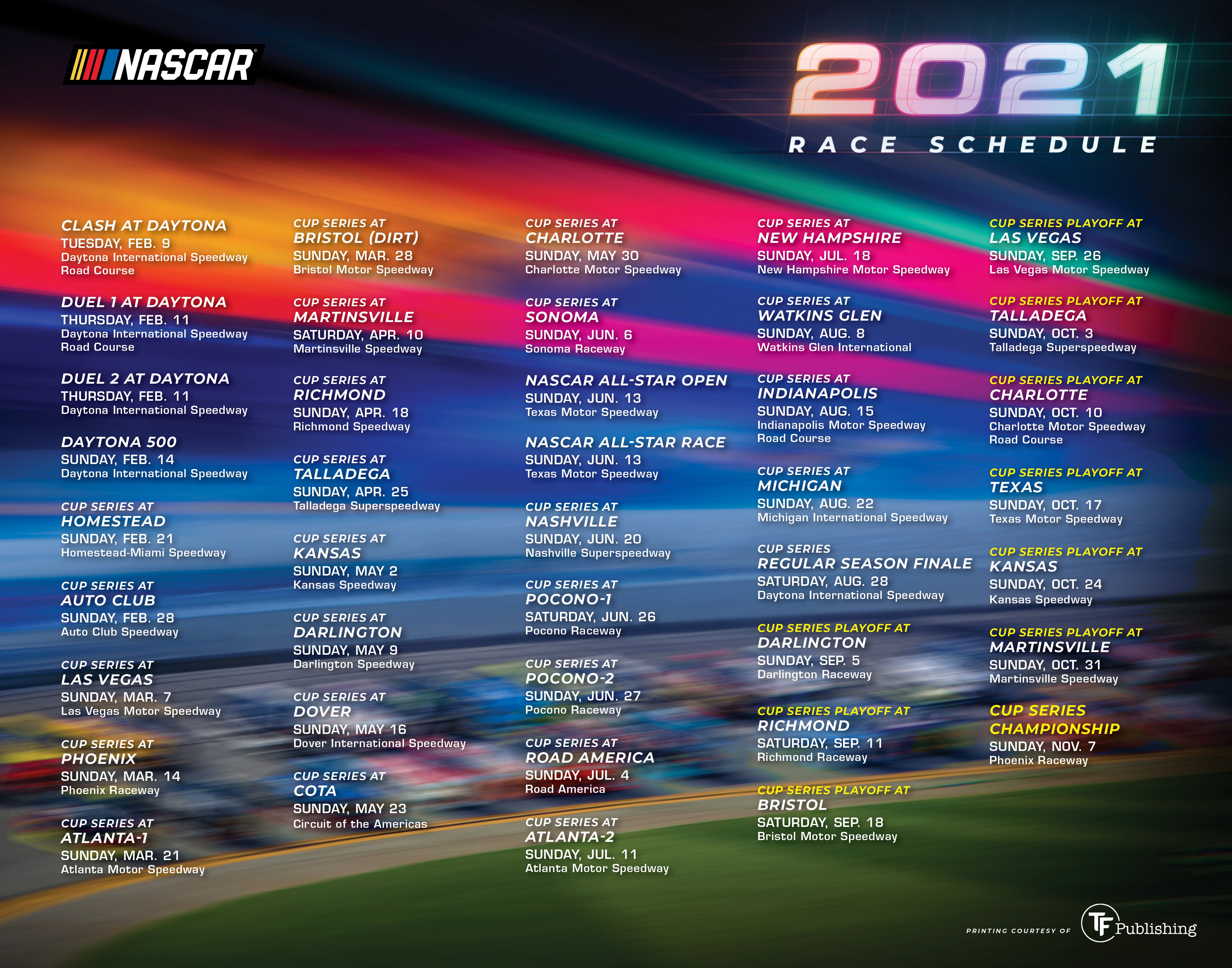 NASCAR Printable Schedule 2022