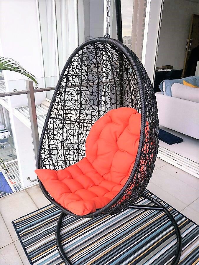 Outdoor Rug with a Swing Chair