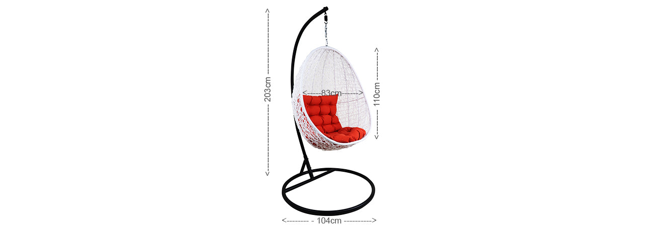 White Cocoon Swing Chair Orange Cushion