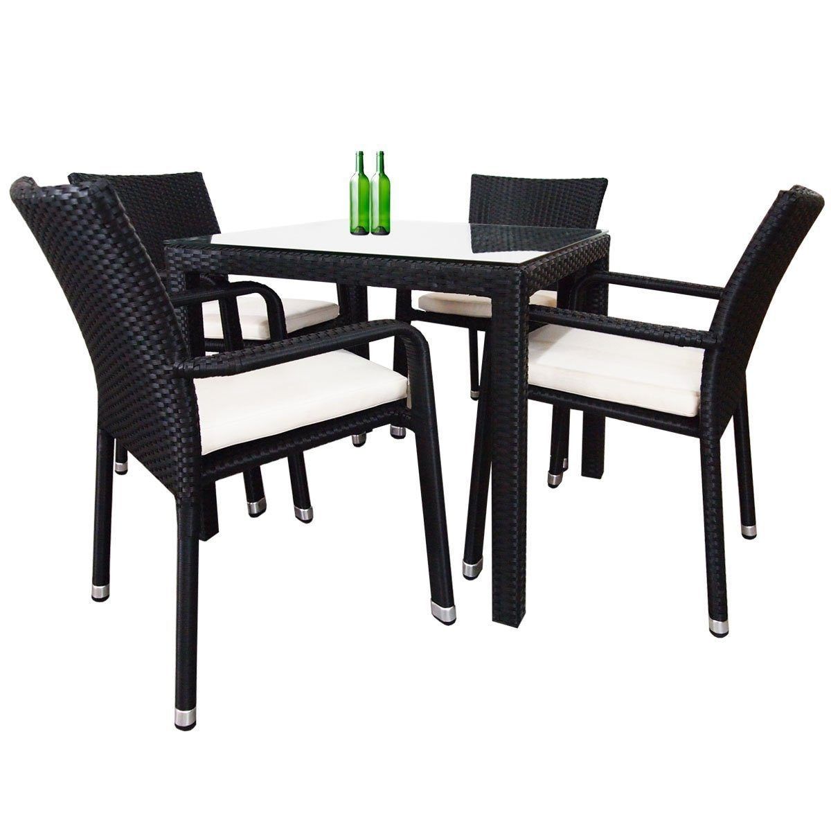 glass top patio table set