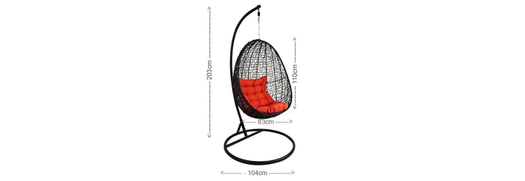 Black Cocoon Swing Chair Orange Cushion