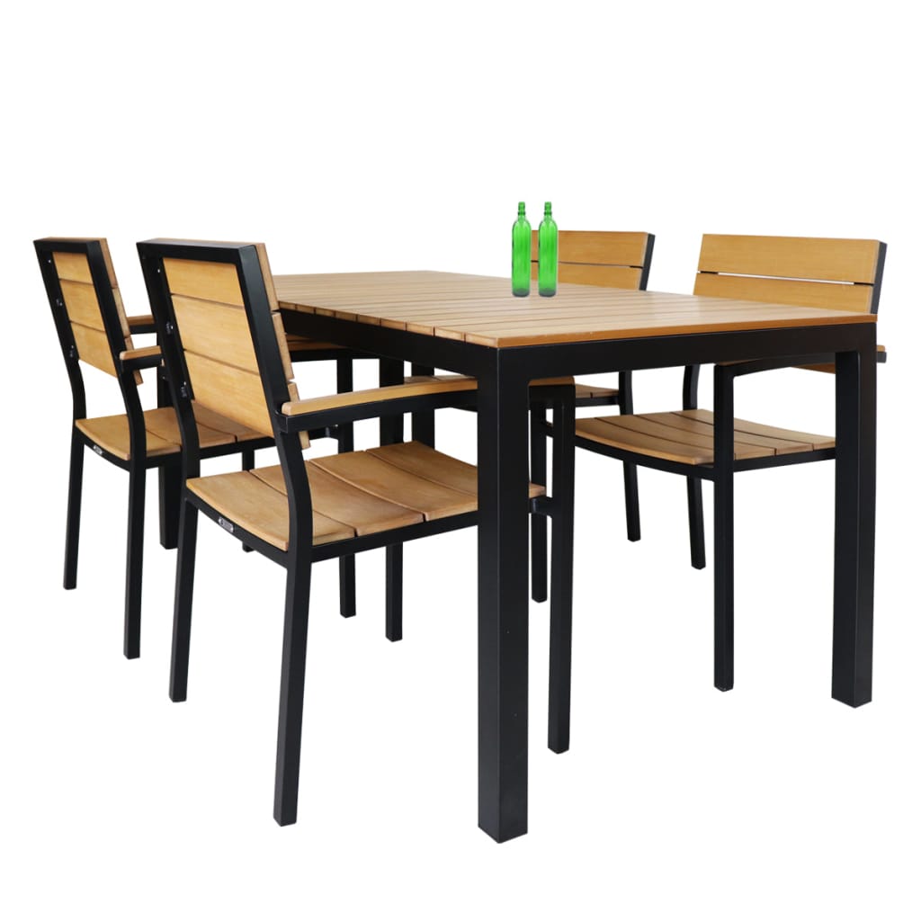 outdoor dining set in wooden finishes