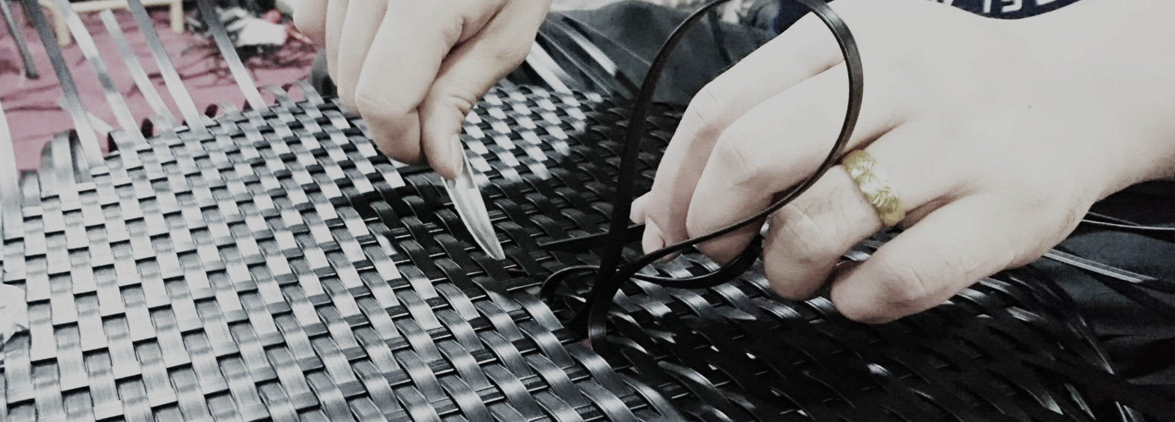 workers making arena living patio furniture