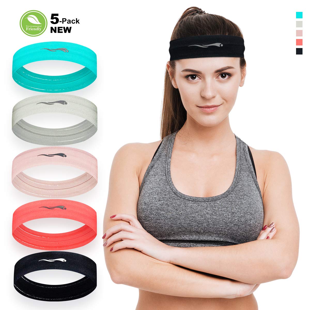Headbands Sweatbands For Women Super Soft Absorbent Fashion Workout Headband Nonslip Stretchy Sweat Bands Headbands