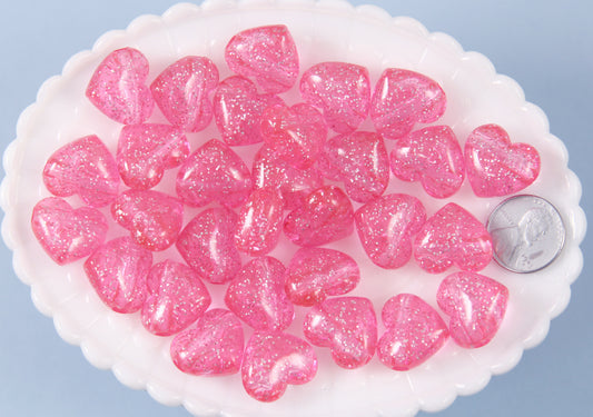 Rose Gold Heart Beads - 18mm Rose Gold Glitter Puffy Heart Acrylic or –  Delish Beads