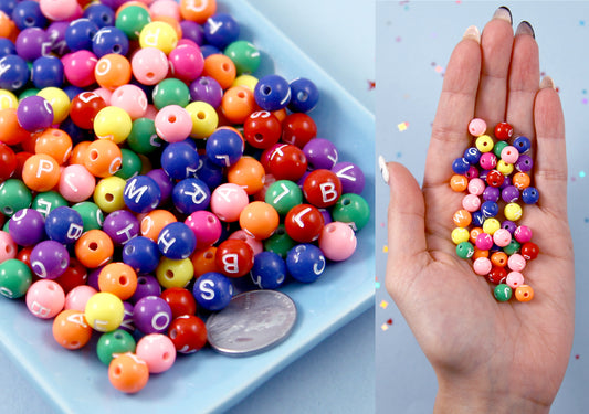 50G Acrylic Vowel Letter Beads 5mm Cube Horizontal Hole Beads