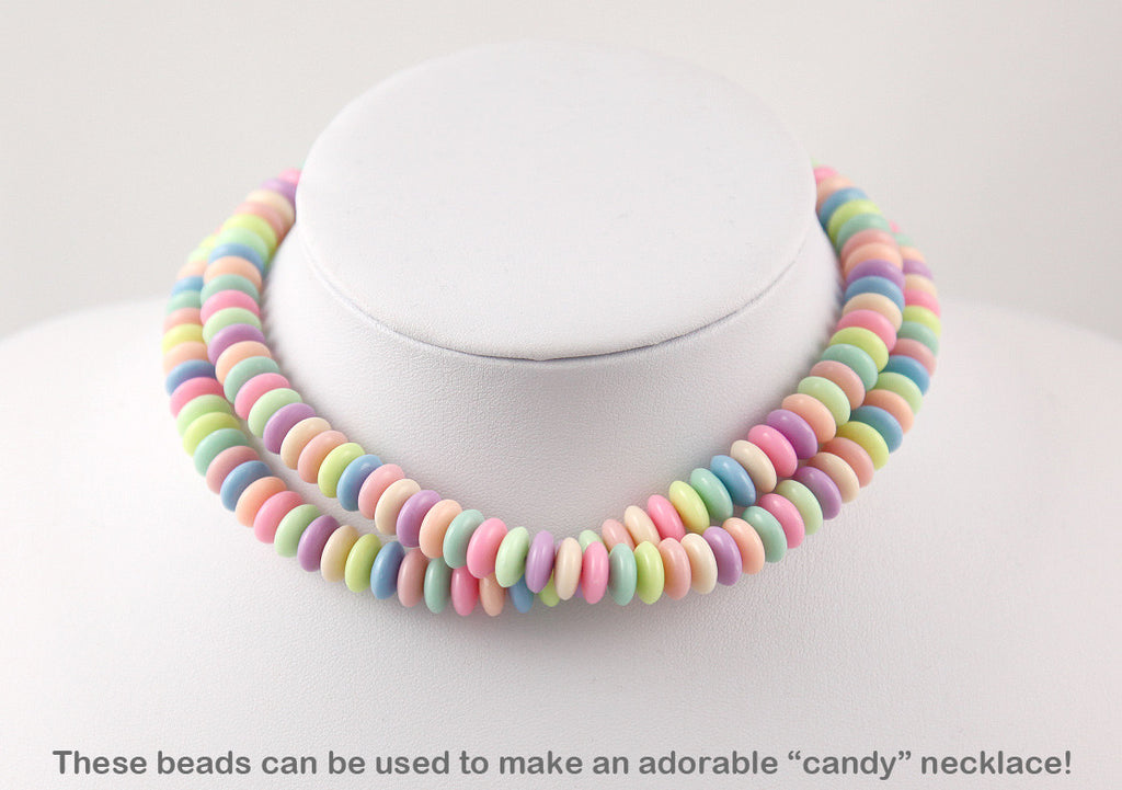 10mm Candy Color Rondelle Pastel Disc Shaped Faux Candies Acrylic or P