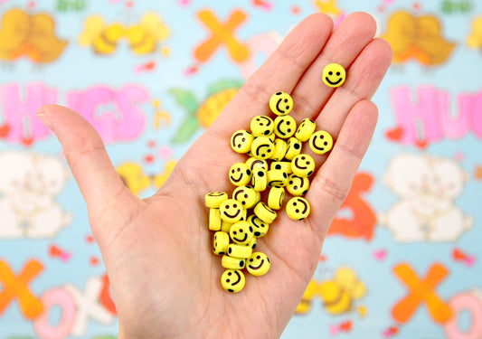 Pastel Happy Face Clay Beads, Smiley Face Emoji Beads, Polymer