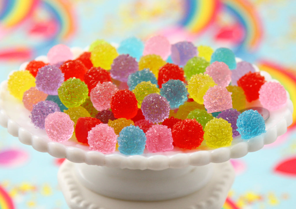 Fake Gumdrops - 13mm Gum Drop Jelly Candy Ball Resin Flat Back Cabocho