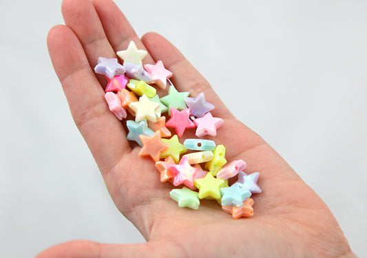 Plastic Star Beads - 14mm Small Flat Bright Color Plastic Stars Resin –  Delish Beads