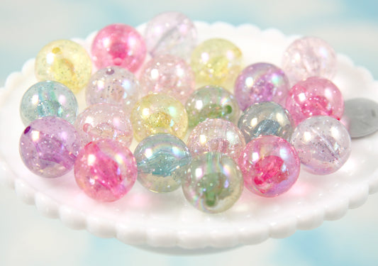 Glitter Beads - 10mm Transparent Glitter Acrylic or Plastic Beads - 80 –  Delish Beads