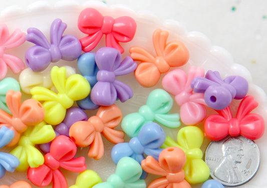 18mm AB Small Cute Bow or Ribbon Shape Iridescent Plastic Acrylic or R –  Delish Beads