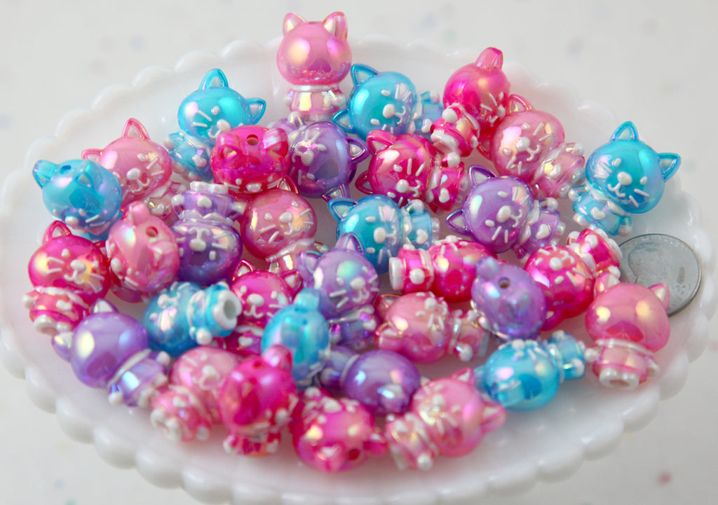 22mm Cute AB Cat Bead Colorful Chunky 