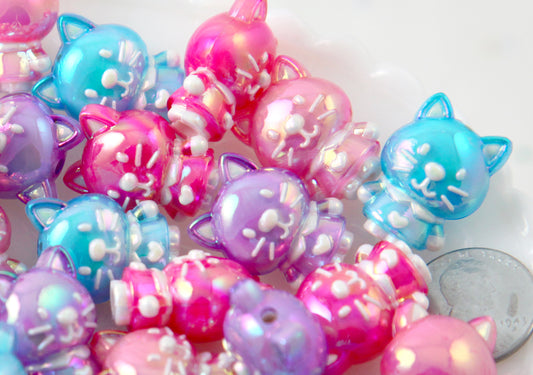Cute Beads 12mm Glitter Transparent AB Double Inner Acrylic or Plastic  Beads 35 Pc Set 