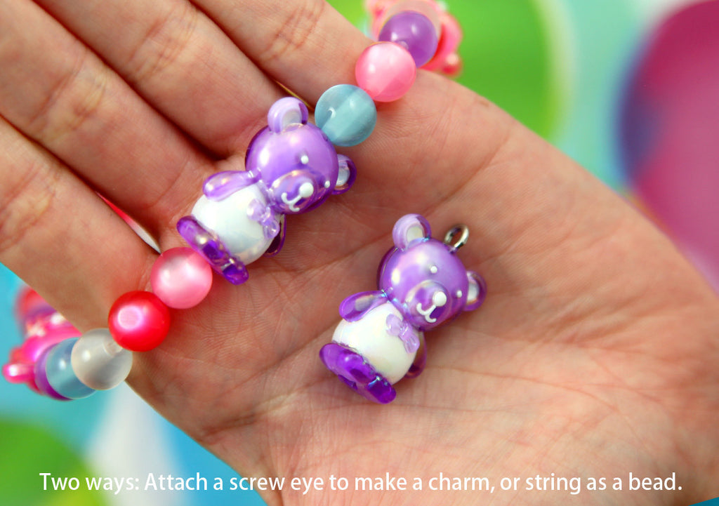 Kawaii Beads 28mm Cute Ab Teddy Bear Bead Chunky Acrylic Or Plastic Delish Beads