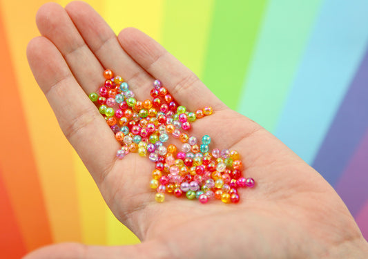 6mm Super Tiny Iridescent Pastel AB Mix Acrylic or Resin Beads