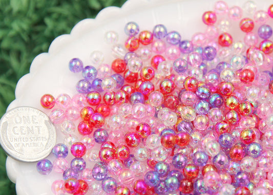 Iridescent Beads - 8mm Round Pastel AB Iridescent Acrylic Pearl Plastic  Beads - 150 pc set