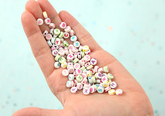 Big Letter Beads - 10mm Large Round White Alphabet Acrylic or Resin Beads -  170 pc set