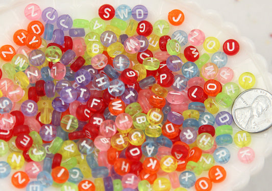 Vowels Only Letter Beads - 7mm Little Round White Vowel Alphabet Acrylic or  Resin Beads - 300 pc set