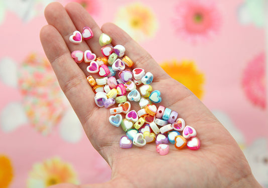 Pastel Heart Beads - 9mm Candy Hearts Pastel Heart Bead Resin or Acryl –  Delish Beads