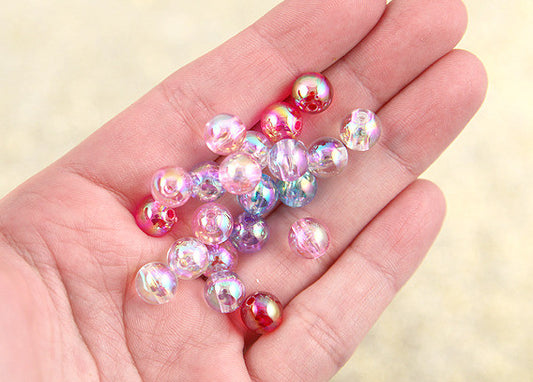 Cute Beads 12mm Glitter Transparent AB Double Inner Acrylic or