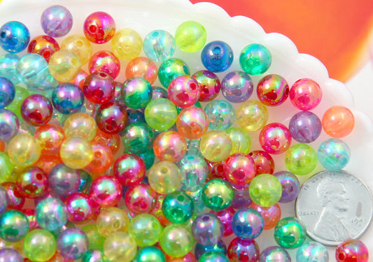 8mm Small Iridescent Pastel AB Mix Translucent Acrylic or Resin Beads –  Delish Beads