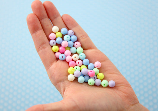 Pastel Beads - 6mm Tiny Beautiful Bright Pastel Small Round Shape Acrylic  or Resin Beads - 500 pcs set