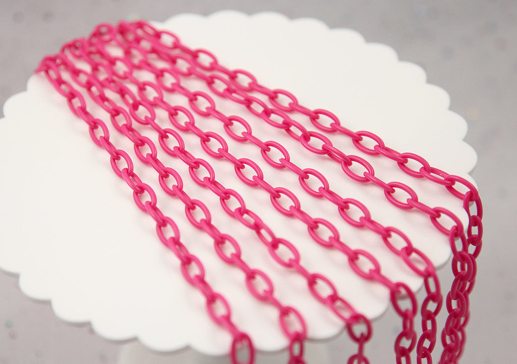 13mm Pink Acrylic or Plastic Chain 16.5 inch length / 42 cm len – Delish Beads