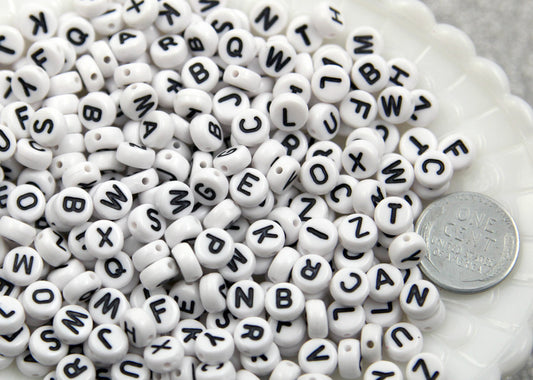 Amaney Vowel Letter Beads A 100pcs 7×4mm White India