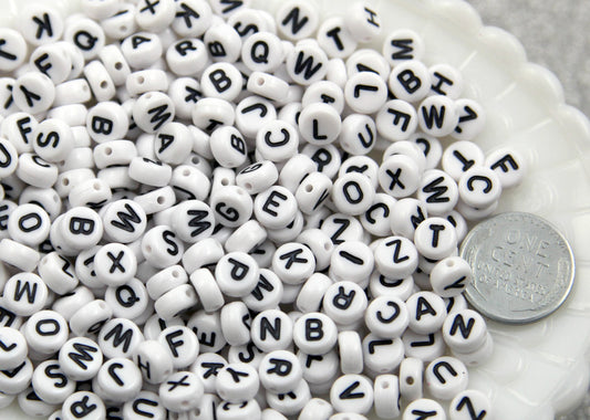 Bxwoum 100PCS Letter Beads 4X7mm Acrylic Small, 0Flat Round-Vowel E-100PCS