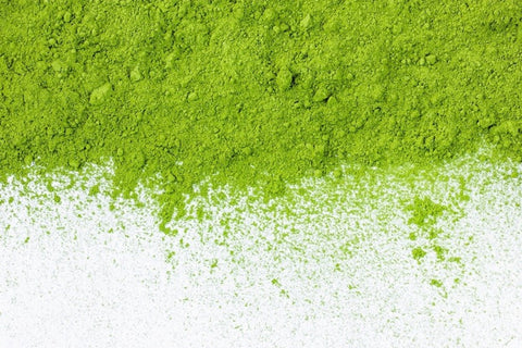 Bright green matcha powder