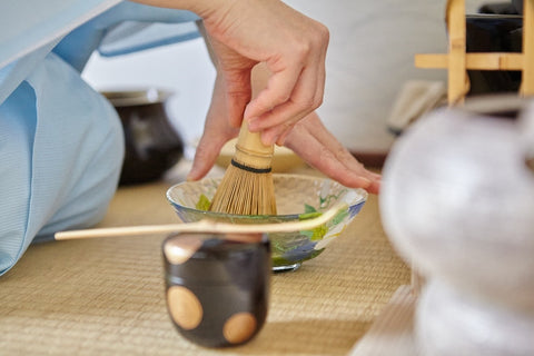 Traditional matcha whisking