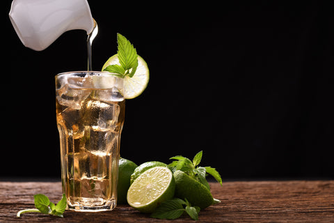 Delicious chilled glass of iced green tea