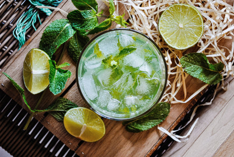 Delicious cold iced green tea cocktail