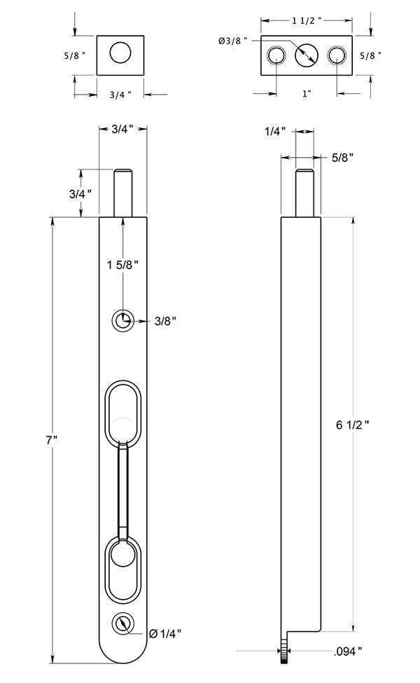 Deltana 7FBZ 7" Round Flush Bolt