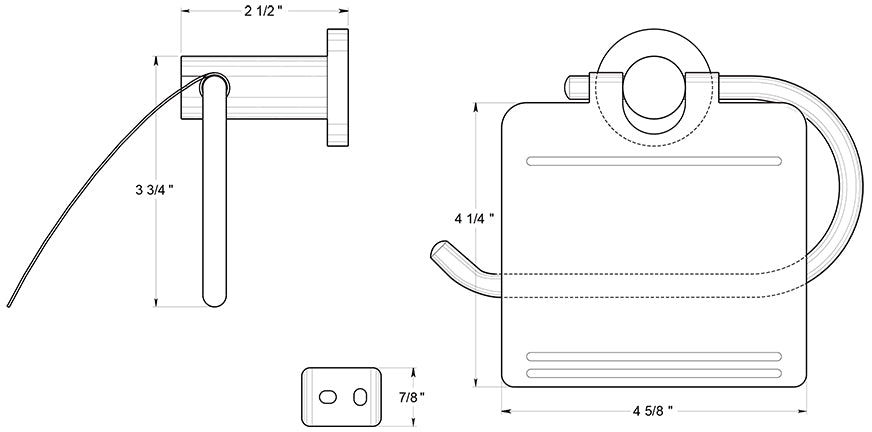 Deltana BBN2011 Toiler Paper Holder with Cover Dimensions