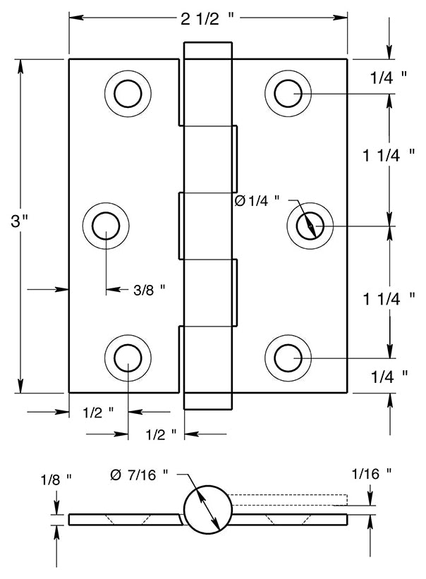 Deltana DSB3025 Hinge Specs