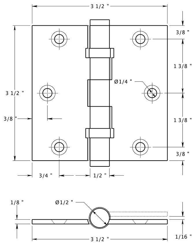 Deltana DSB35B Hinge Specs