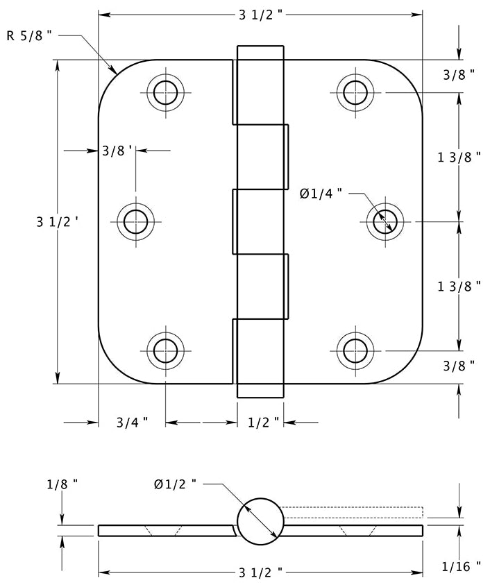 Deltana DSB35R5 Hinge Specs