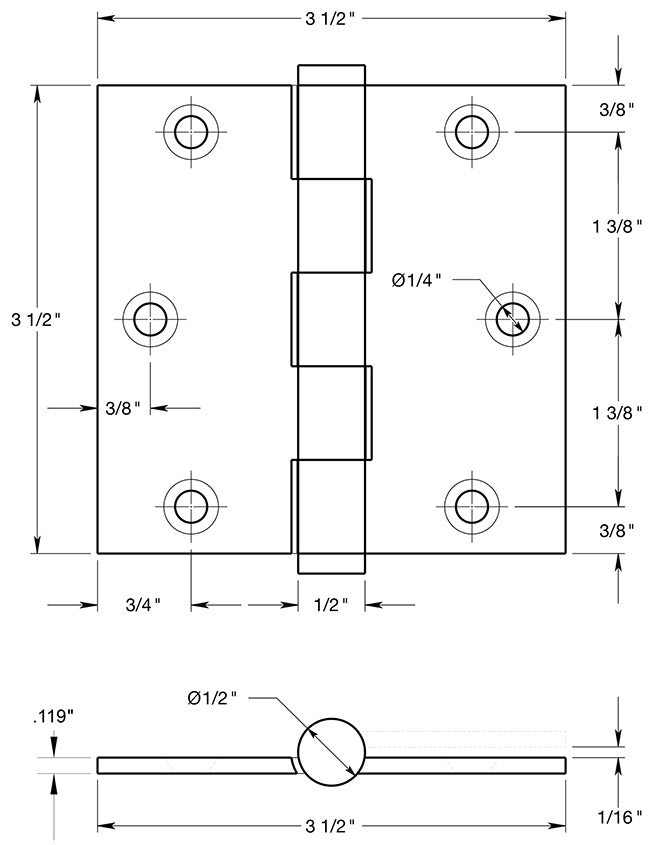 Deltana DSB35 Hinge Specs